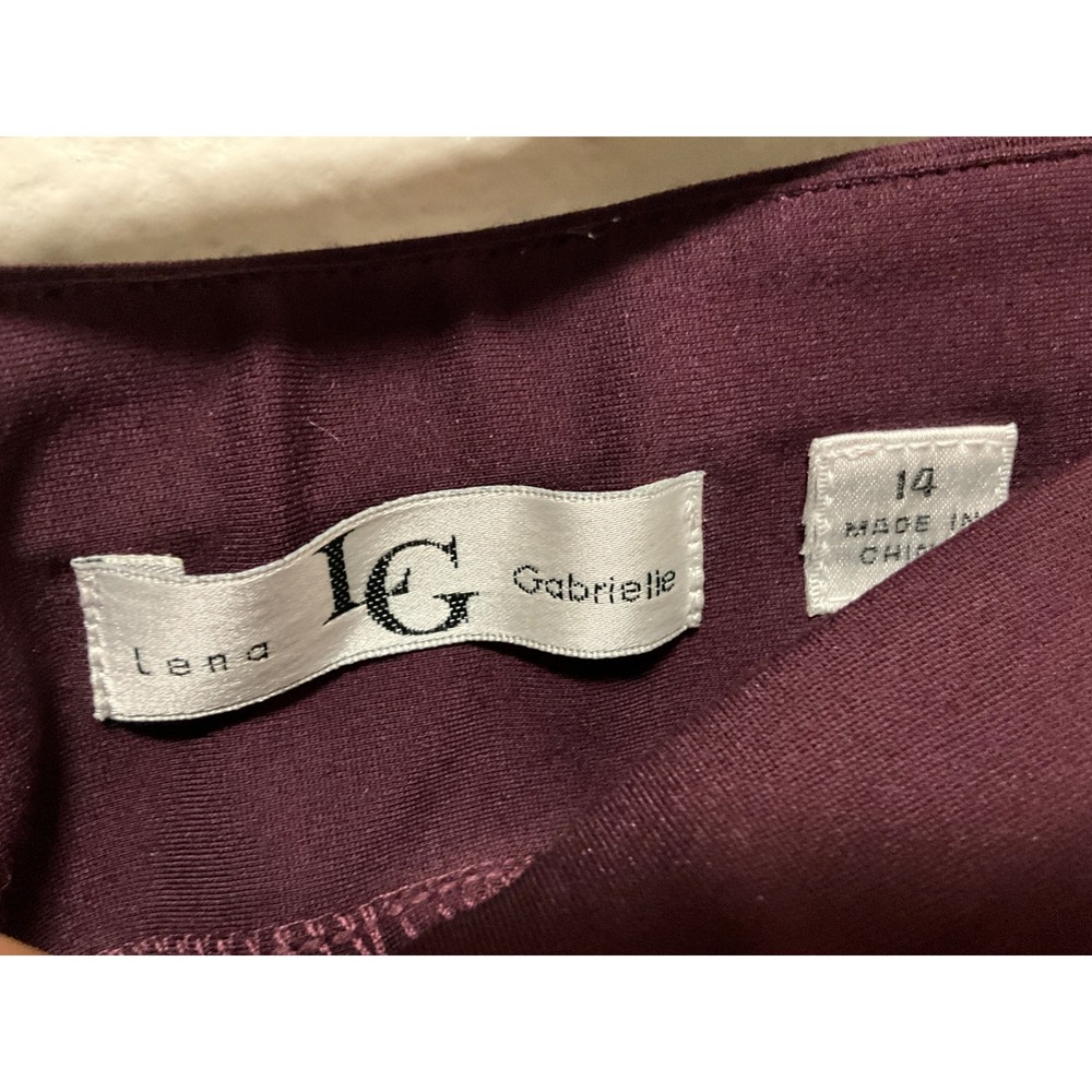 Bundle 2pcs Eloquii Black Satin Bow Blouse 16 & Lena Gabrielle Burgundy Pant 14 - Picture 5 of 8